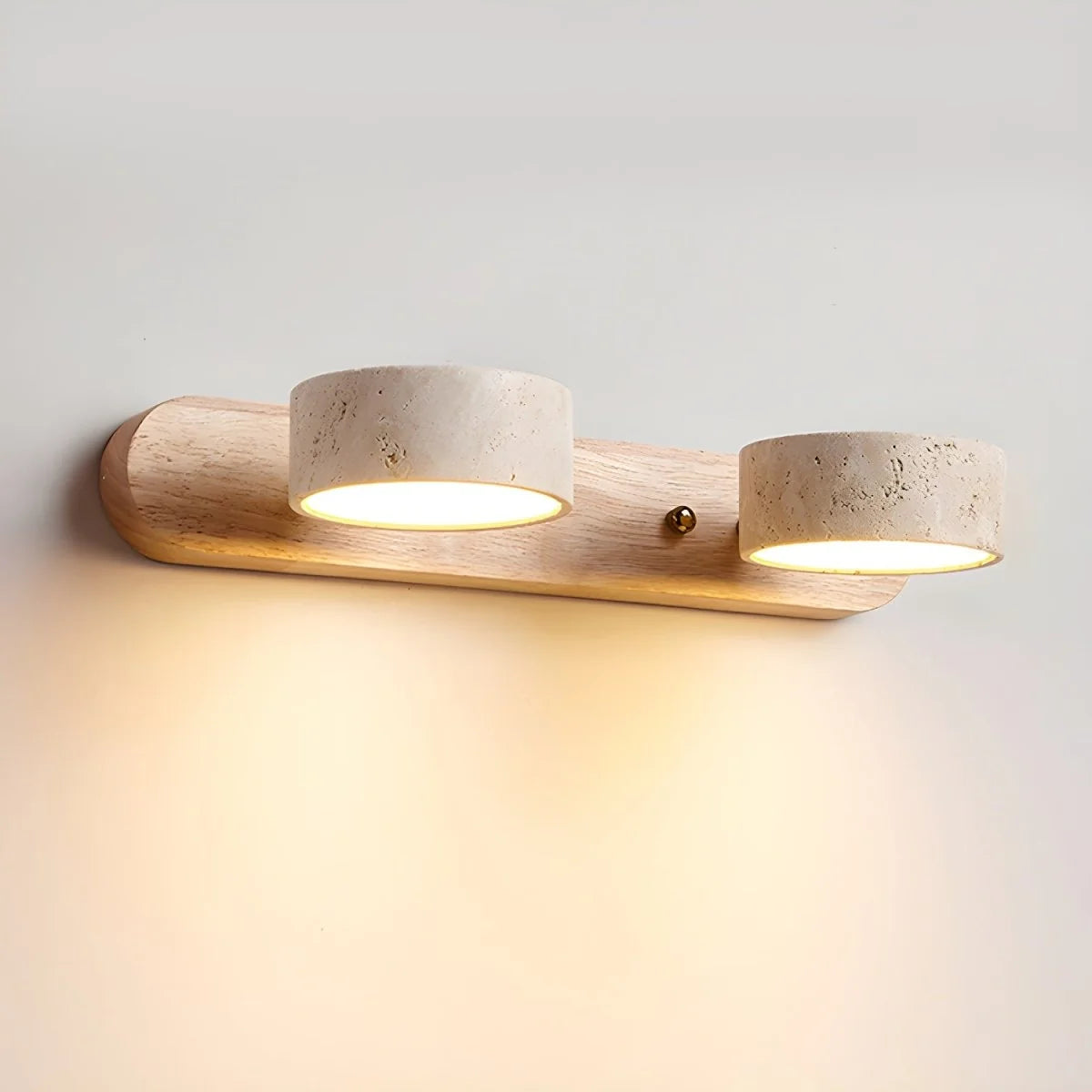 Wall Sconce Travertine Stone & Wood Integrated LED Panels