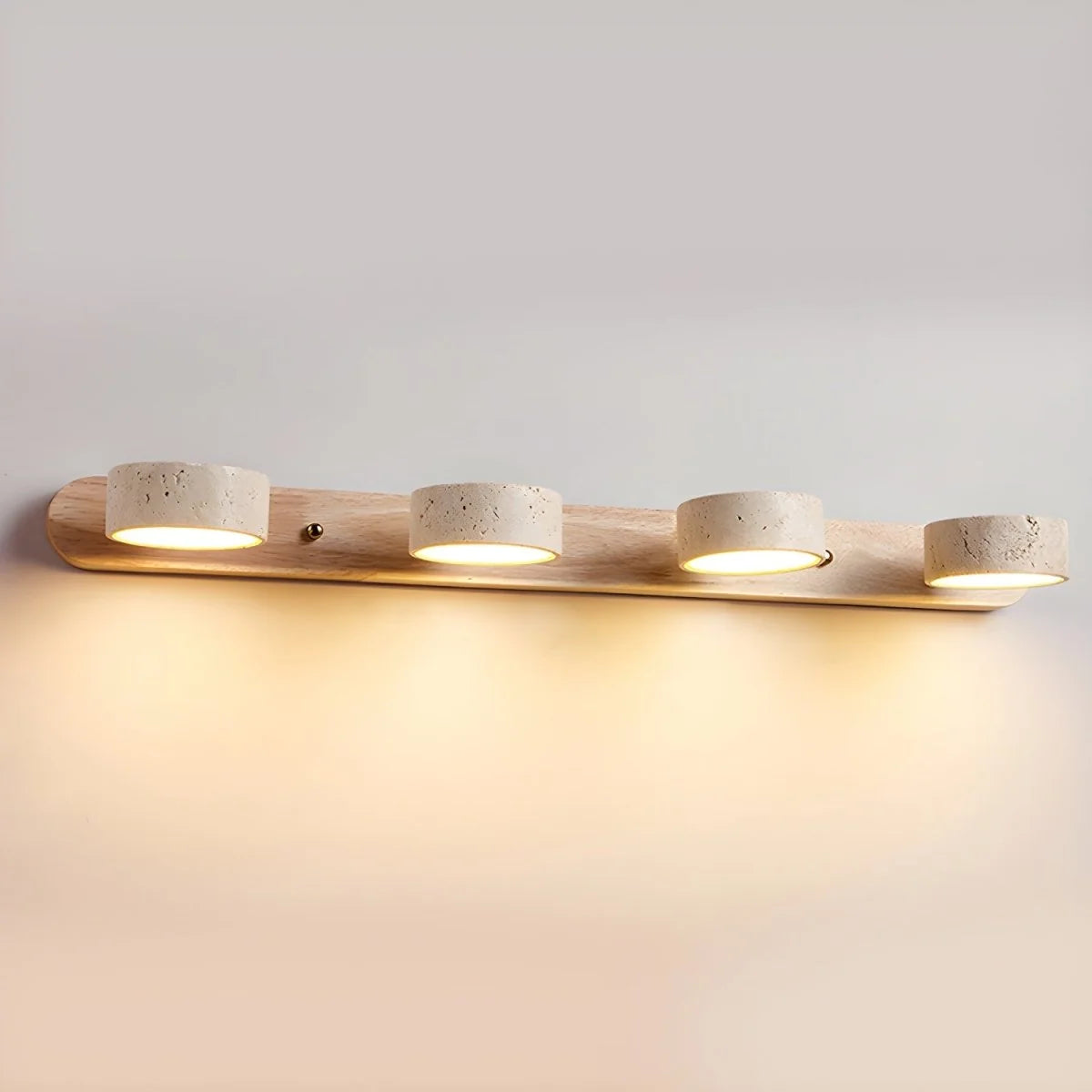 Wall Sconce Travertine Stone & Wood Integrated LED Panels