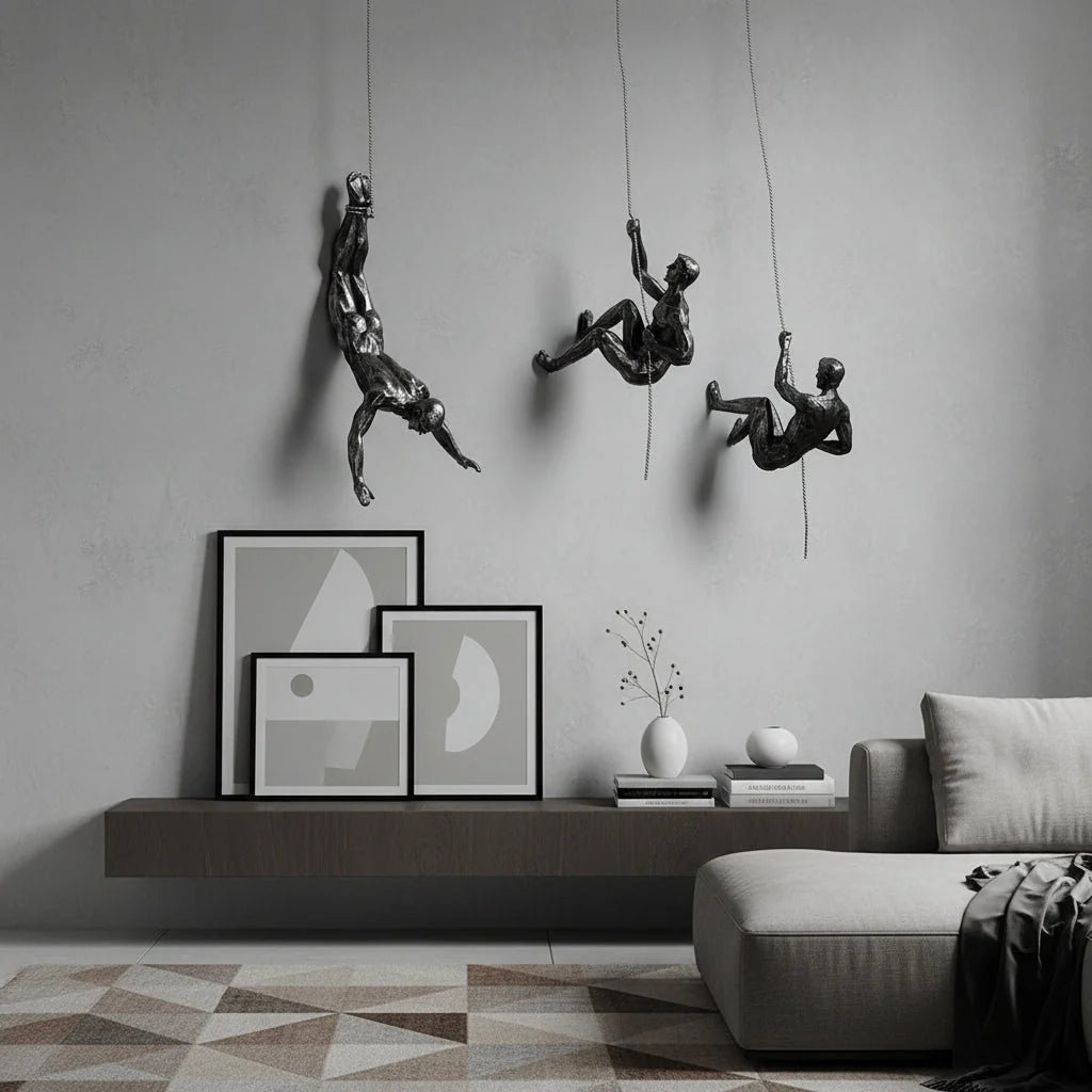 Wall Sculpture Resin Climbing Figure Mounting Hardware Included