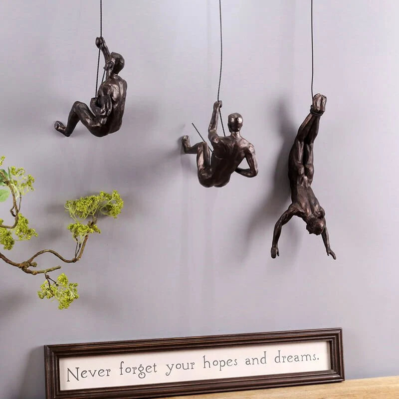 Wall Sculpture Resin Climbing Figure Mounting Hardware Included
