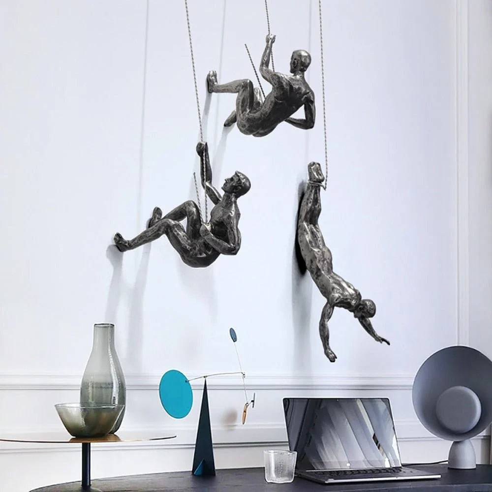 Wall Sculpture Resin Climbing Figure Mounting Hardware Included