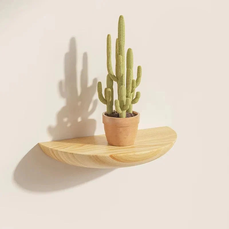 Wall Shelf Half-Round Floating Natural Wood