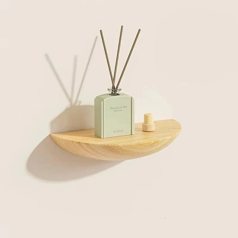 Wall Shelf Half-Round Floating Natural Wood