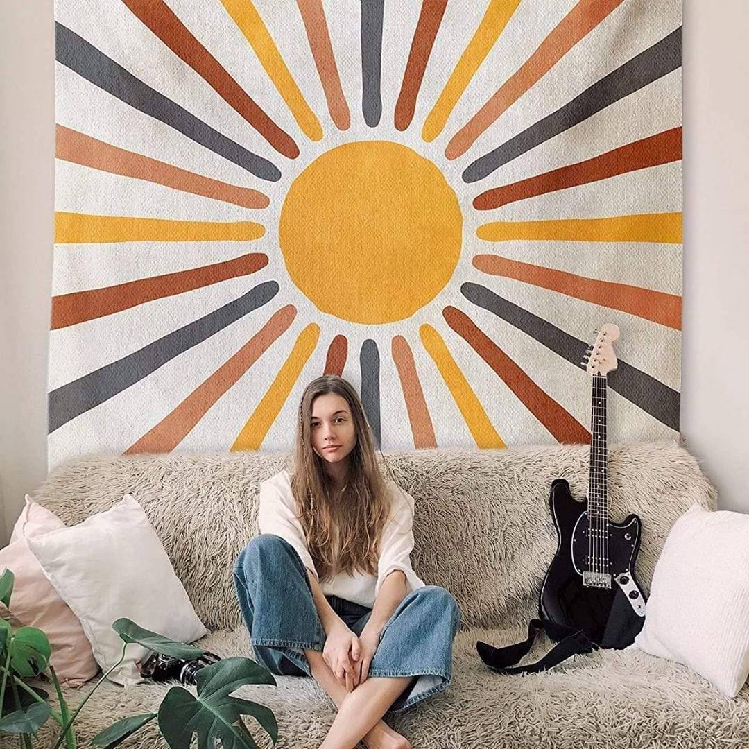 Wall Tapestry Sun Design Lightweight Polyester Cotton Blend