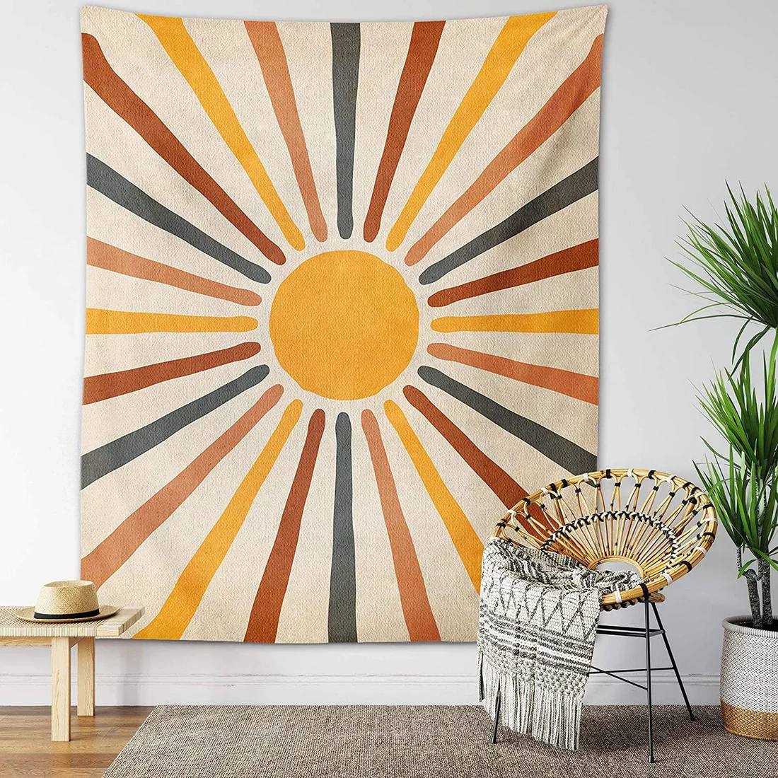 Wall Tapestry Sun Design Lightweight Polyester Cotton Blend