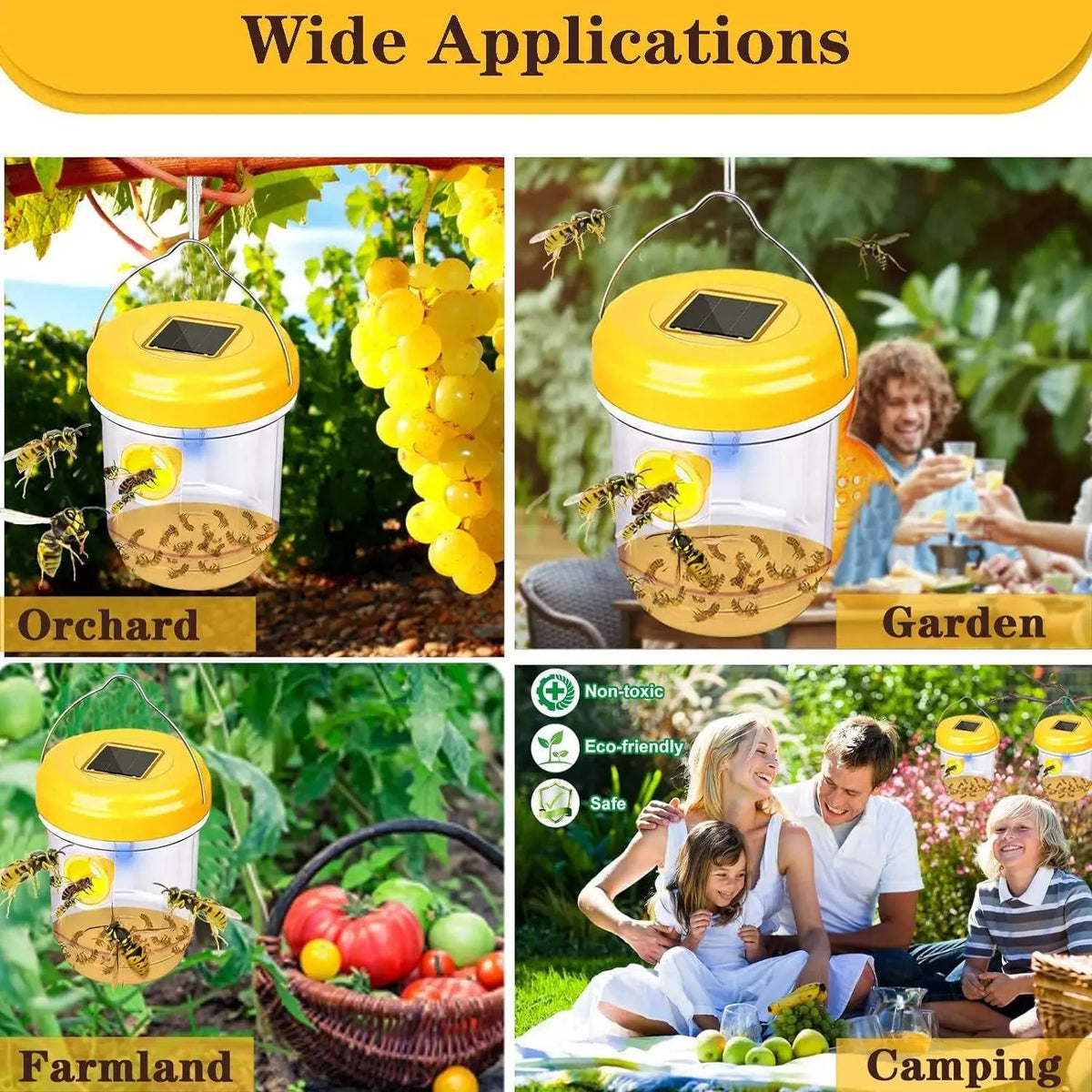 Wasp and Bee Trap Solar-Powered UV Set of 6