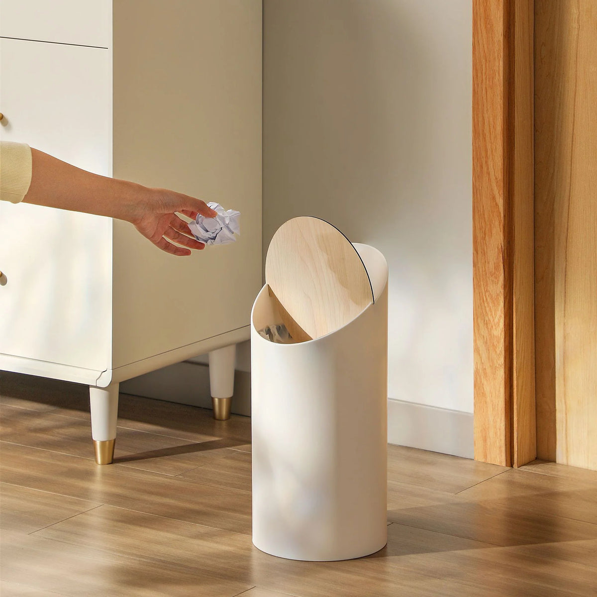 Waste Bin Slim Oval Soft-Closing Rotating Lid