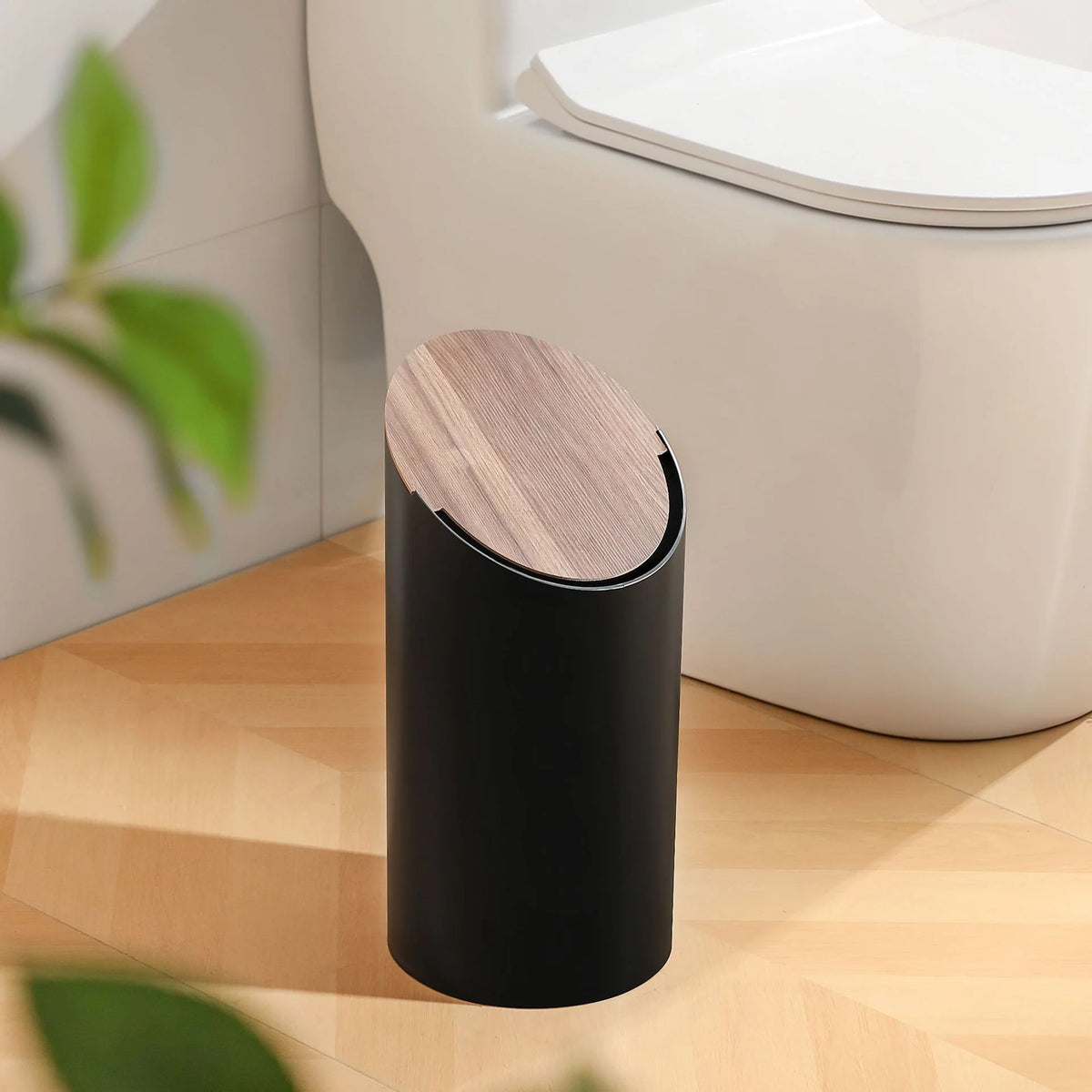 Waste Bin Slim Oval Soft-Closing Rotating Lid