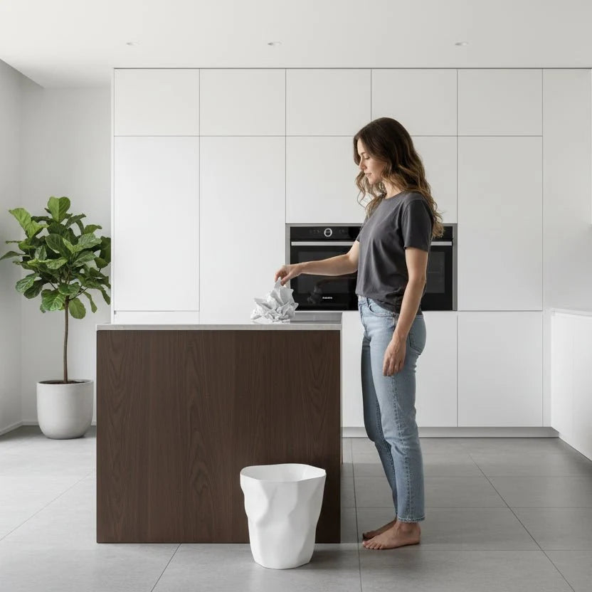 Wastebasket Space-Saving Irregular Shape Polypropylene Easy-Clean Surface