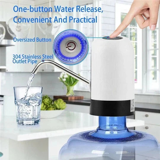 Water Dispenser Bottle-Mounted One-Touch USB-Rechargeable