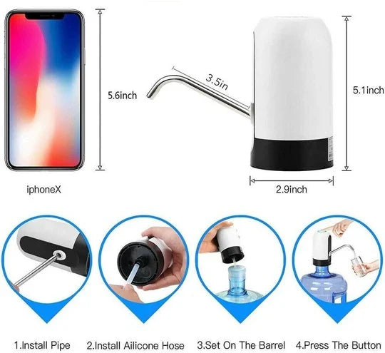 Water Dispenser Bottle-Mounted One-Touch USB-Rechargeable