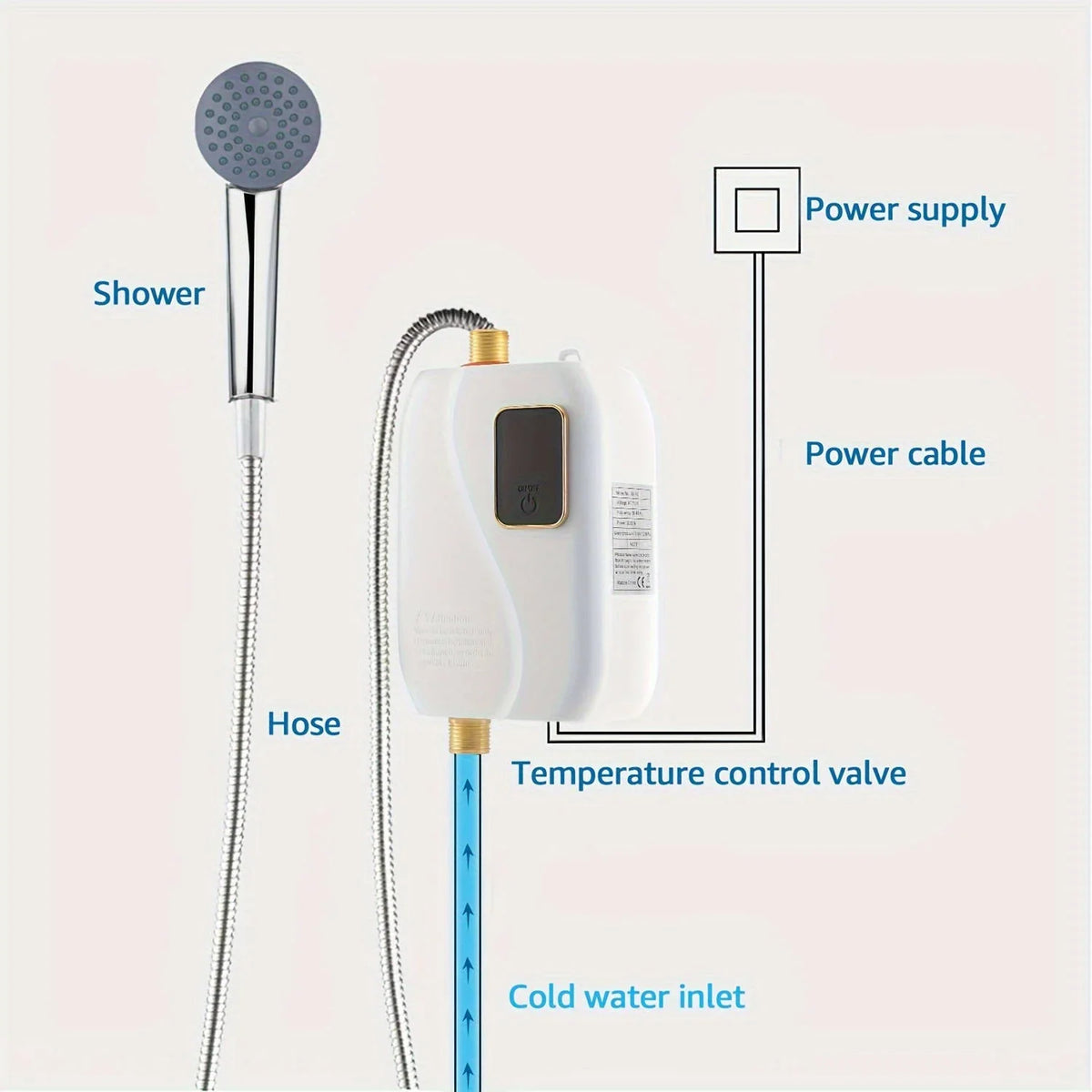 Water Heater Tankless Digital Display Compact Under-Sink Design