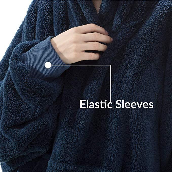 Wearable Blanket Hoodie Oversized Plush Fleece Kangaroo Pocket