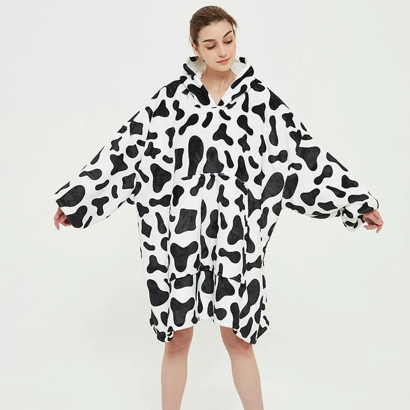 Wearable Blanket Hoodie Sherpa-Lined Oversized With Kangaroo Pocket