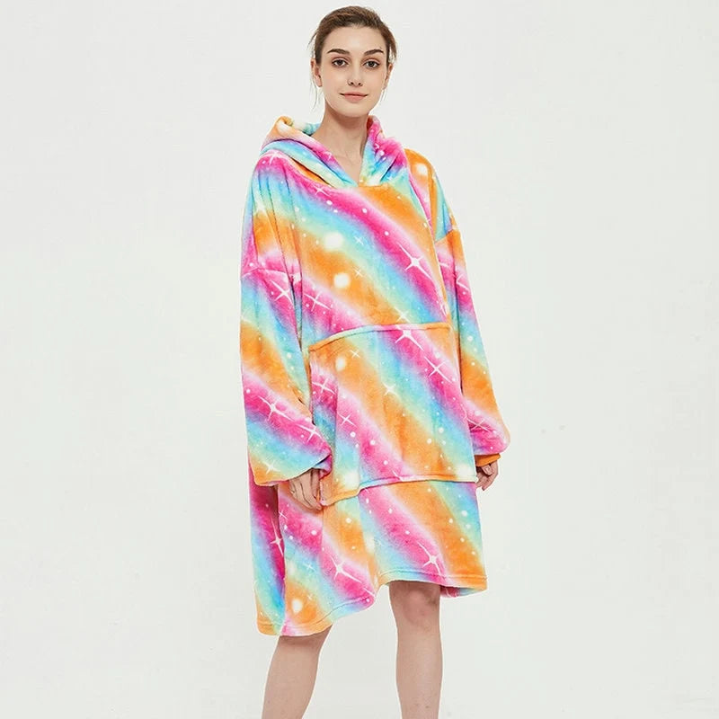 Wearable Blanket Hoodie Sherpa-Lined Oversized With Kangaroo Pocket