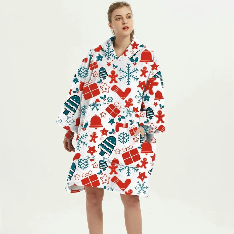 Wearable Blanket Hoodie Sherpa-Lined Oversized With Kangaroo Pocket