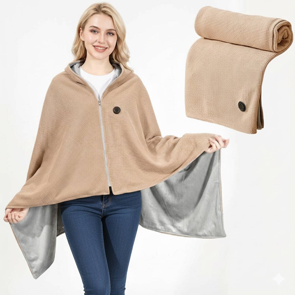 Wearable Heated Blanket Hooded USB Powered 3 Heat Settings