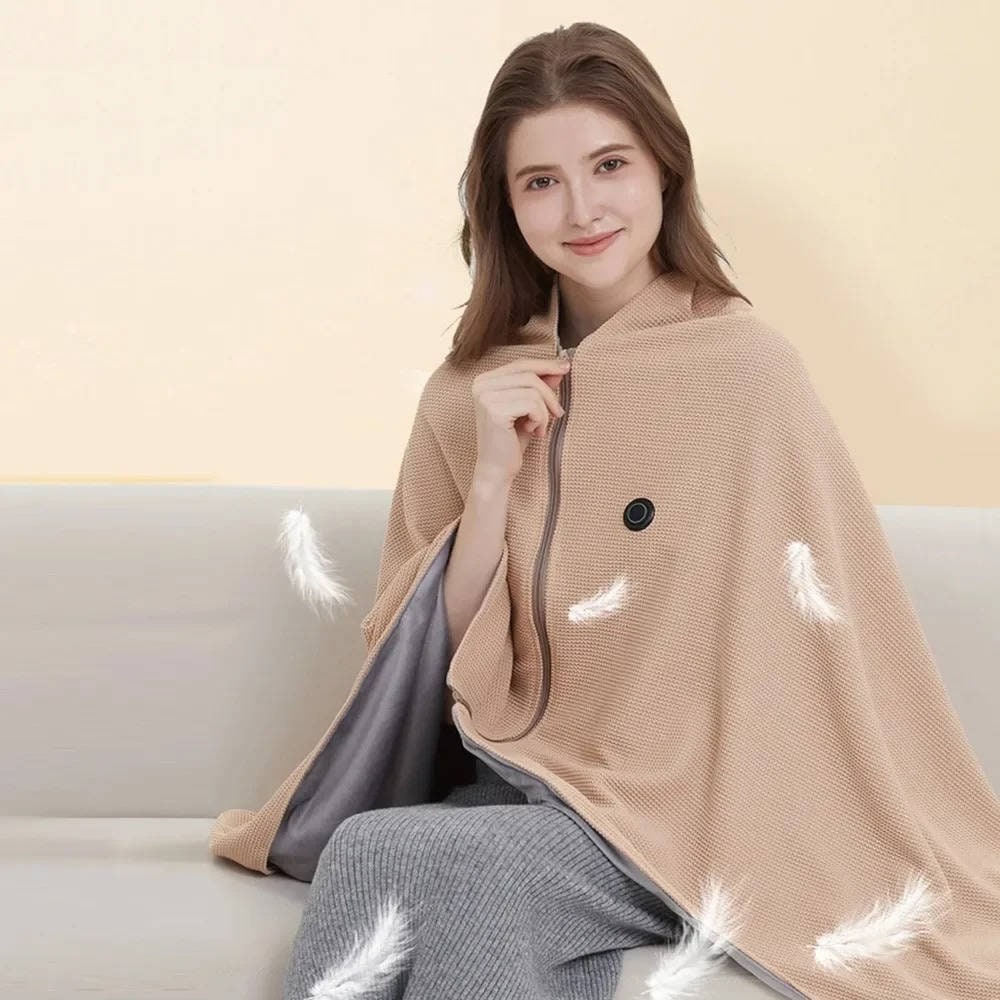 Wearable Heated Blanket Hooded USB Powered 3 Heat Settings