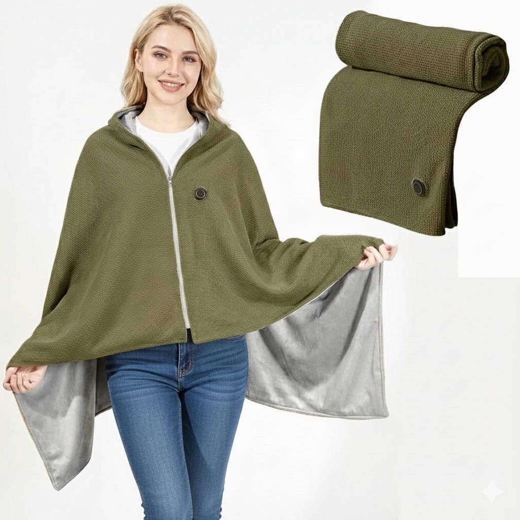 Wearable Heated Blanket Hooded USB Powered 3 Heat Settings