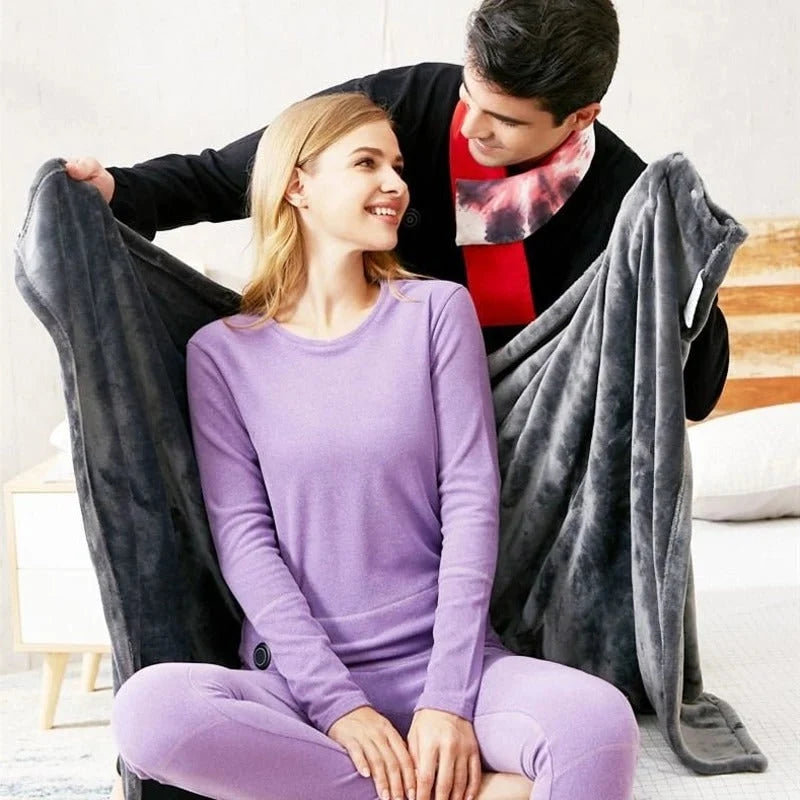 Wearable Heated Blanket Plush Fleece Snap Closure Remote Control
