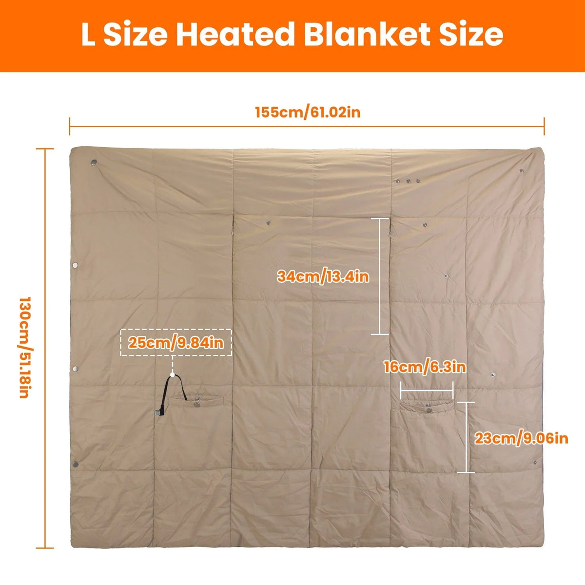 Wearable Heated Blanket Six Heating Zones Zippered Armholes