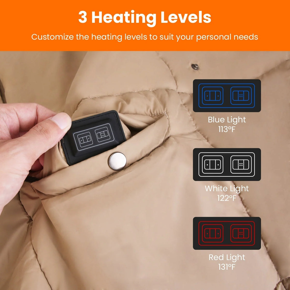 Wearable Heated Blanket Six Heating Zones Zippered Armholes