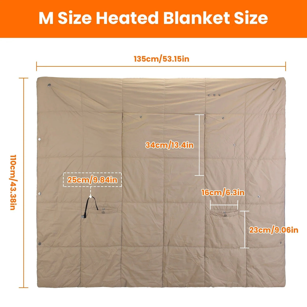 Wearable Heated Blanket Six Heating Zones Zippered Armholes