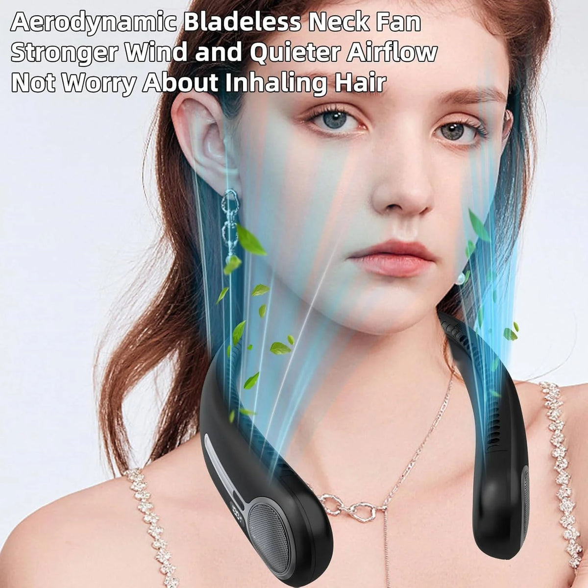 Wearable Neck Fan Bladeless 360° Airflow Rechargeable 14-Hour Runtime