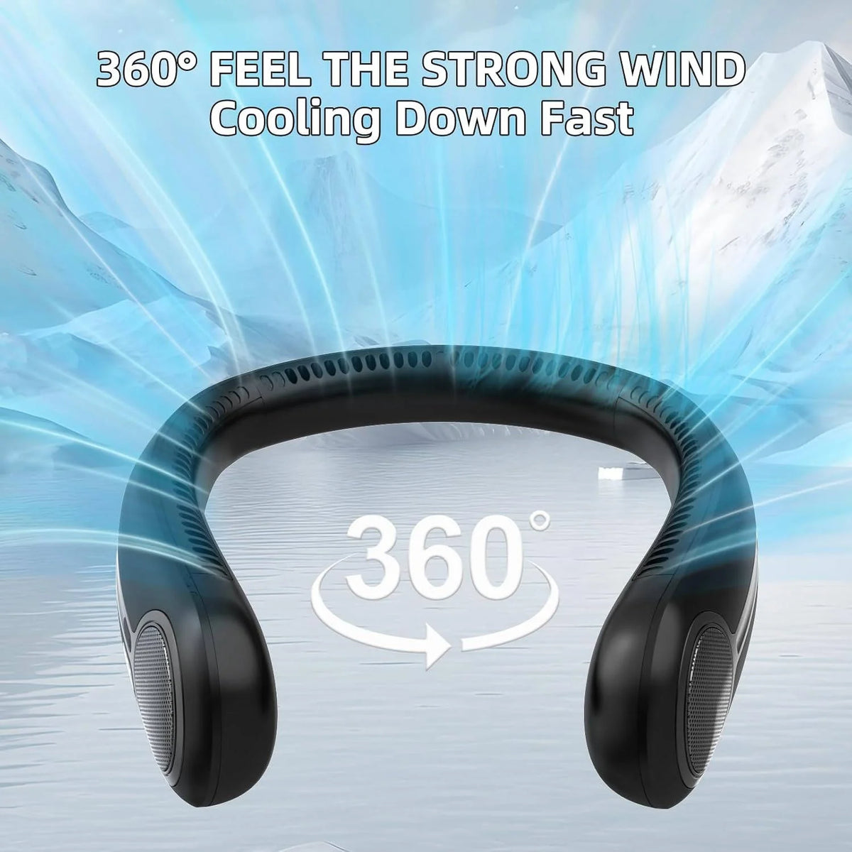 Wearable Neck Fan Bladeless 360° Airflow Rechargeable 14-Hour Runtime