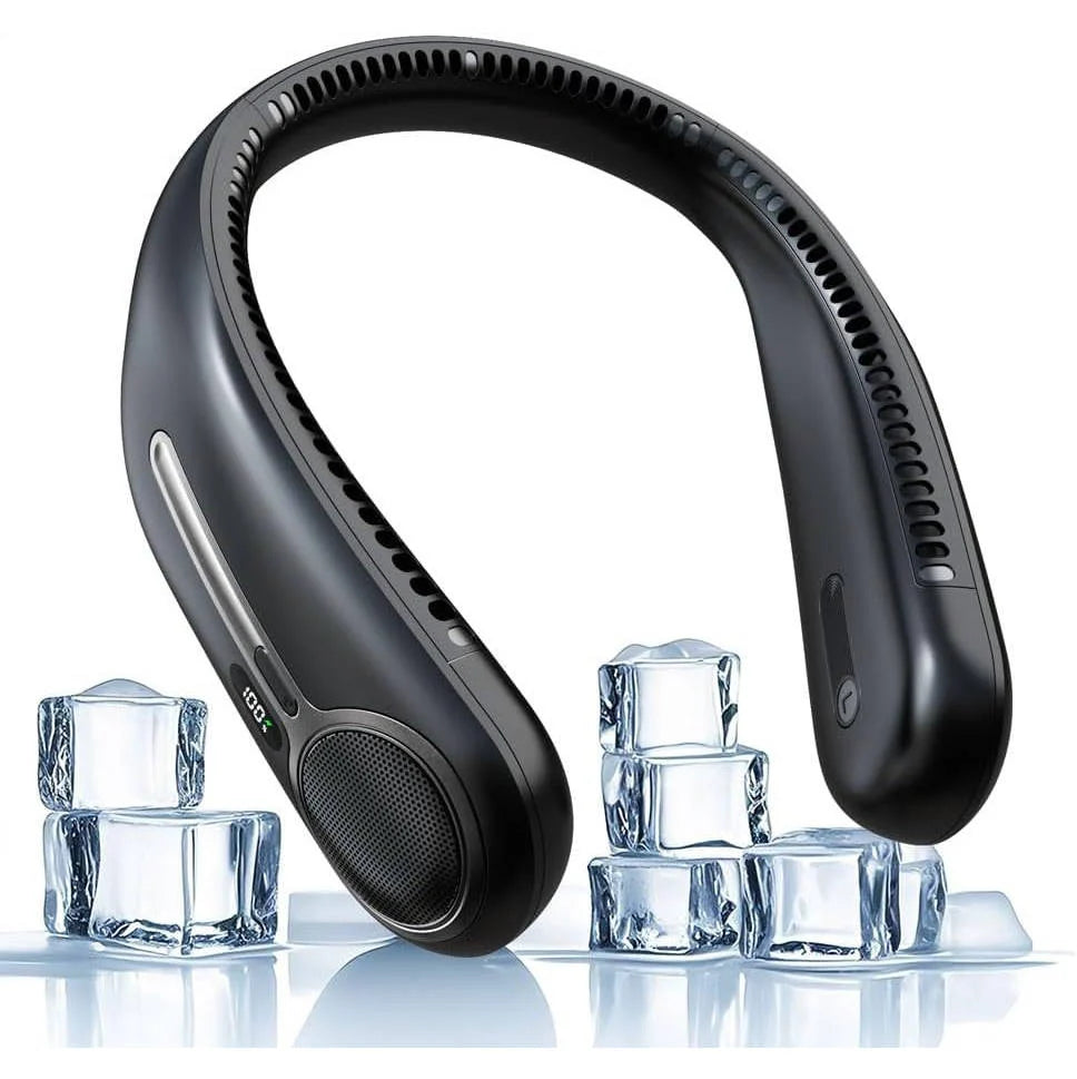 Wearable Neck Fan Bladeless 360° Airflow Rechargeable 14-Hour Runtime