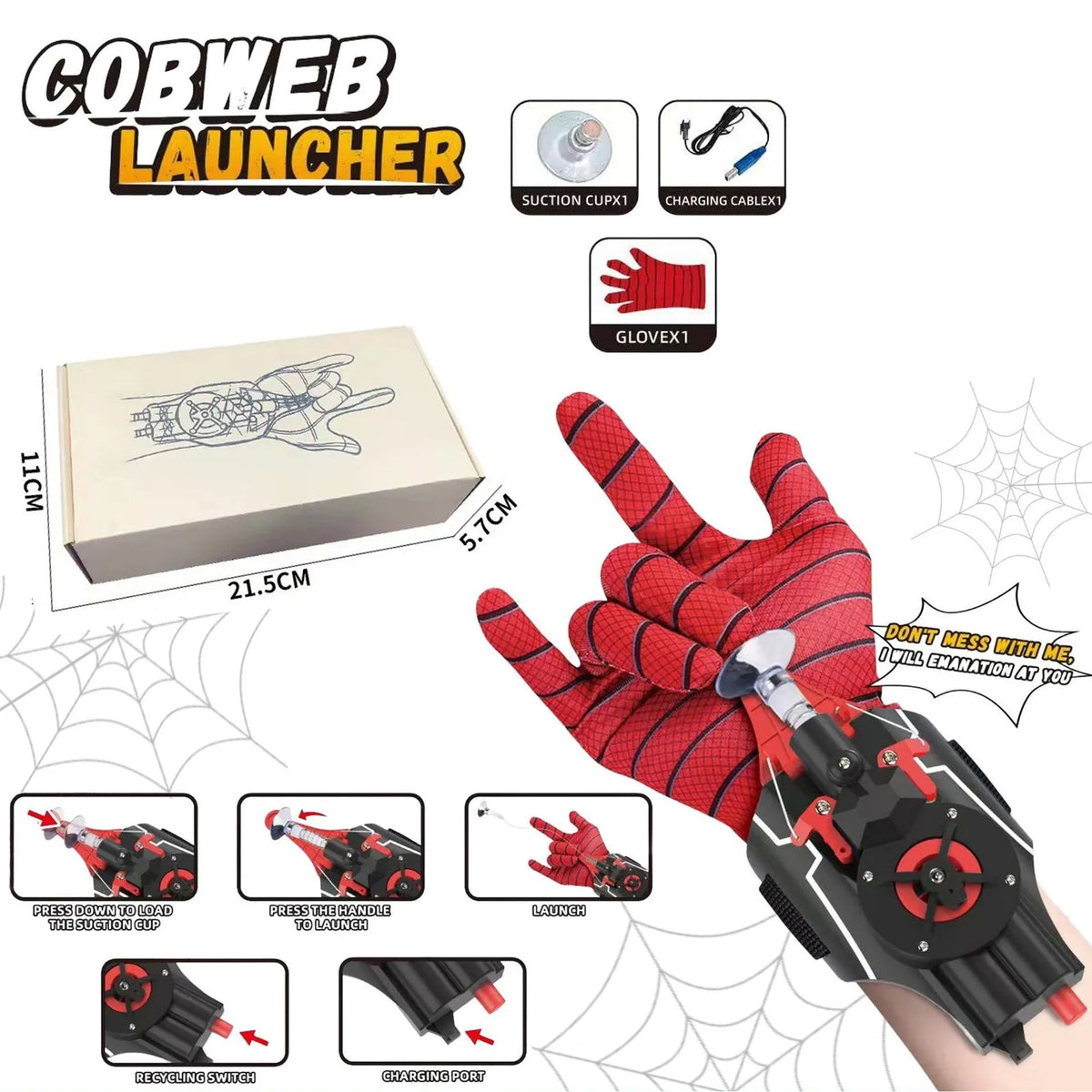 Web Shooter Toy Wrist-Mounted Reusable Launcher