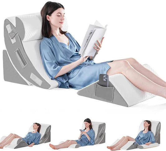 Wedge Pillow Set Adjustable Modular Memory Foam Removable Cover