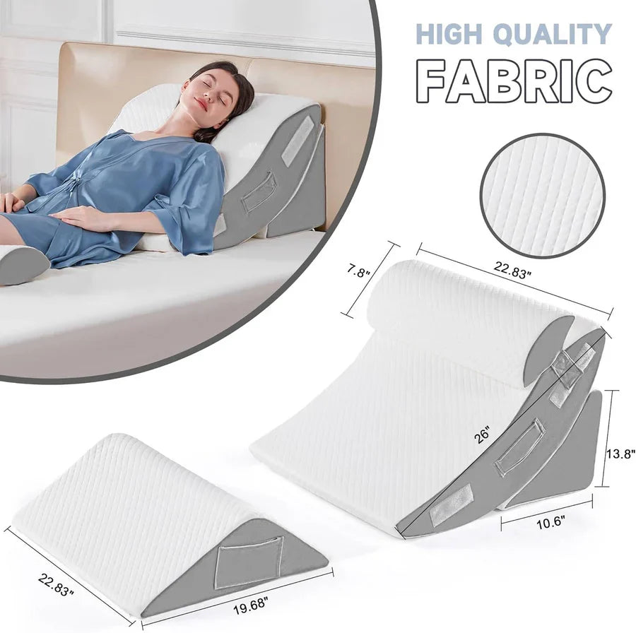 Wedge Pillow Set Adjustable Modular Memory Foam Removable Cover
