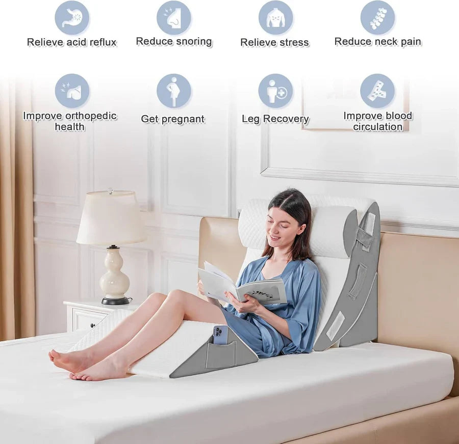 Wedge Pillow Set Adjustable Modular Memory Foam Removable Cover