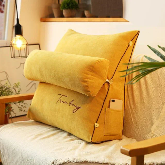 Wedge Support Pillow Ergonomic Back & Neck Support Side Pocket