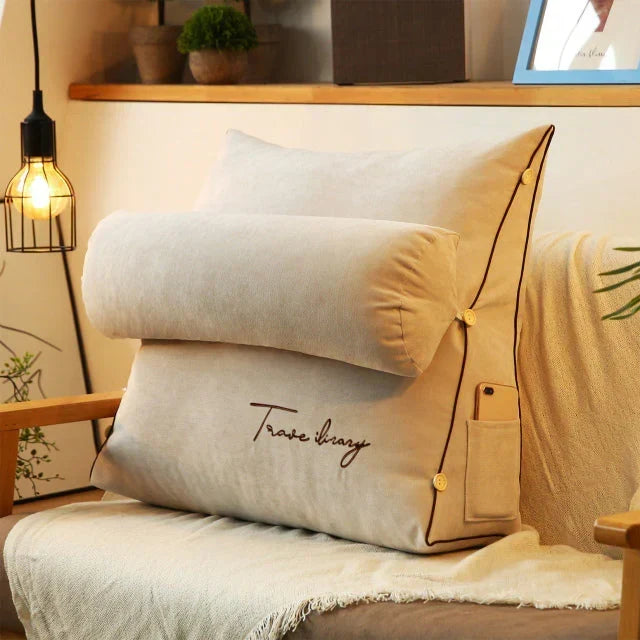 Wedge Support Pillow Ergonomic Back & Neck Support Side Pocket