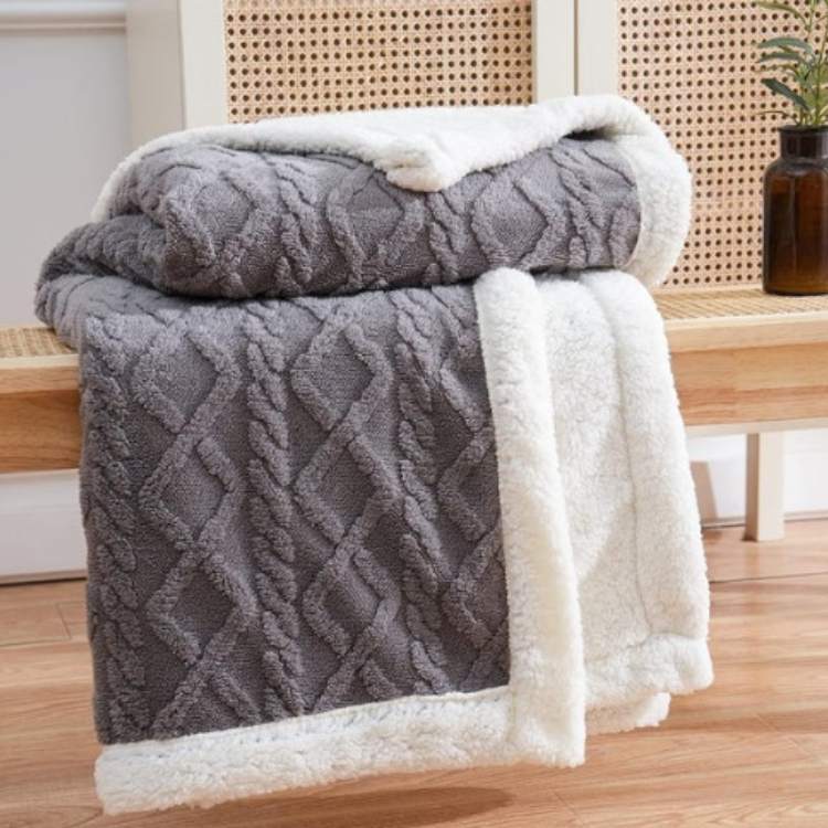 Weighted Blanket Soft Sherpa Glass Bead Filling Machine Washable
