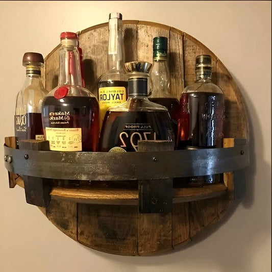 Whiskey Bottle Shelf Genuine Oak Barrel Rustic Design