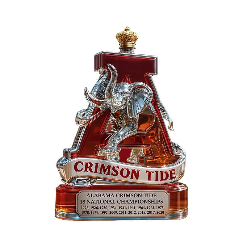 Whiskey Decanter Glass Elephant Crown Stopper