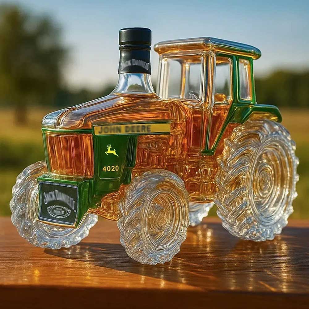 Whiskey Decanter Tractor-Shaped Lead-Free Glass