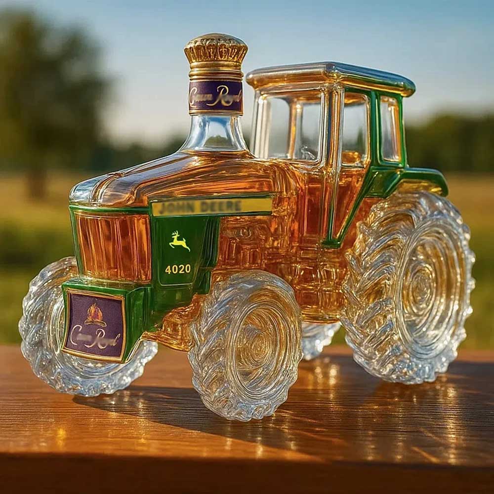 Whiskey Decanter Tractor-Shaped Lead-Free Glass