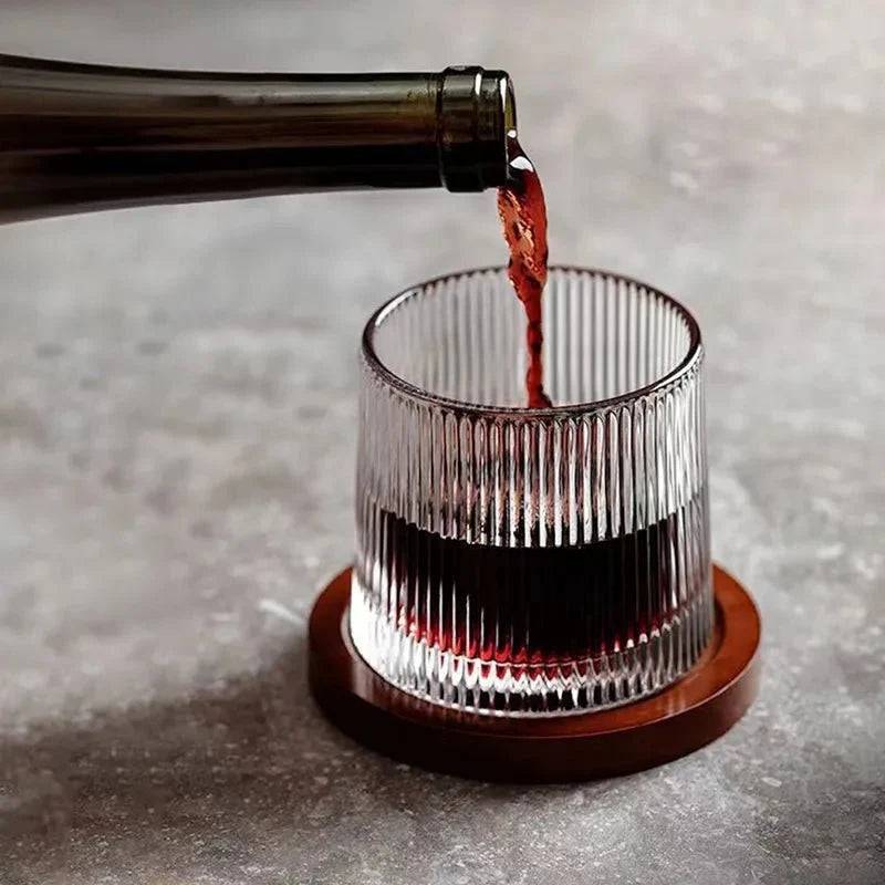 Whiskey Glass Lead-Free Crystal Rotating Rounded Base Dishwasher-Safe