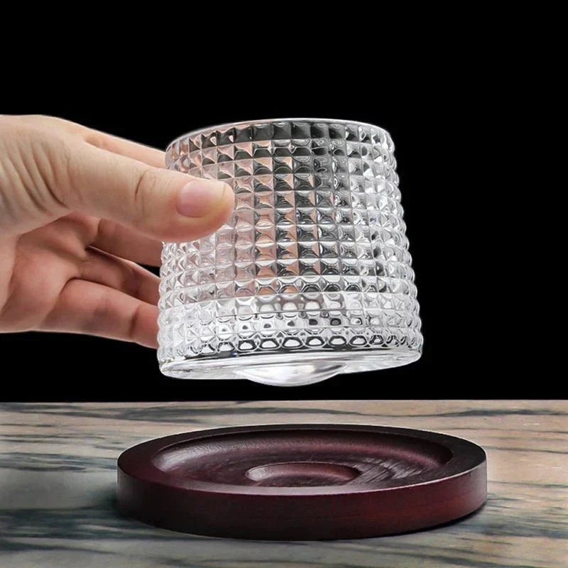 Whiskey Glass Lead-Free Crystal Rotating Rounded Base Dishwasher-Safe