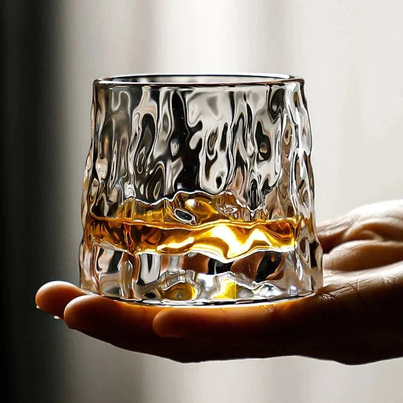 Whiskey Glass Lead-Free Crystal Rotating Rounded Base Dishwasher-Safe