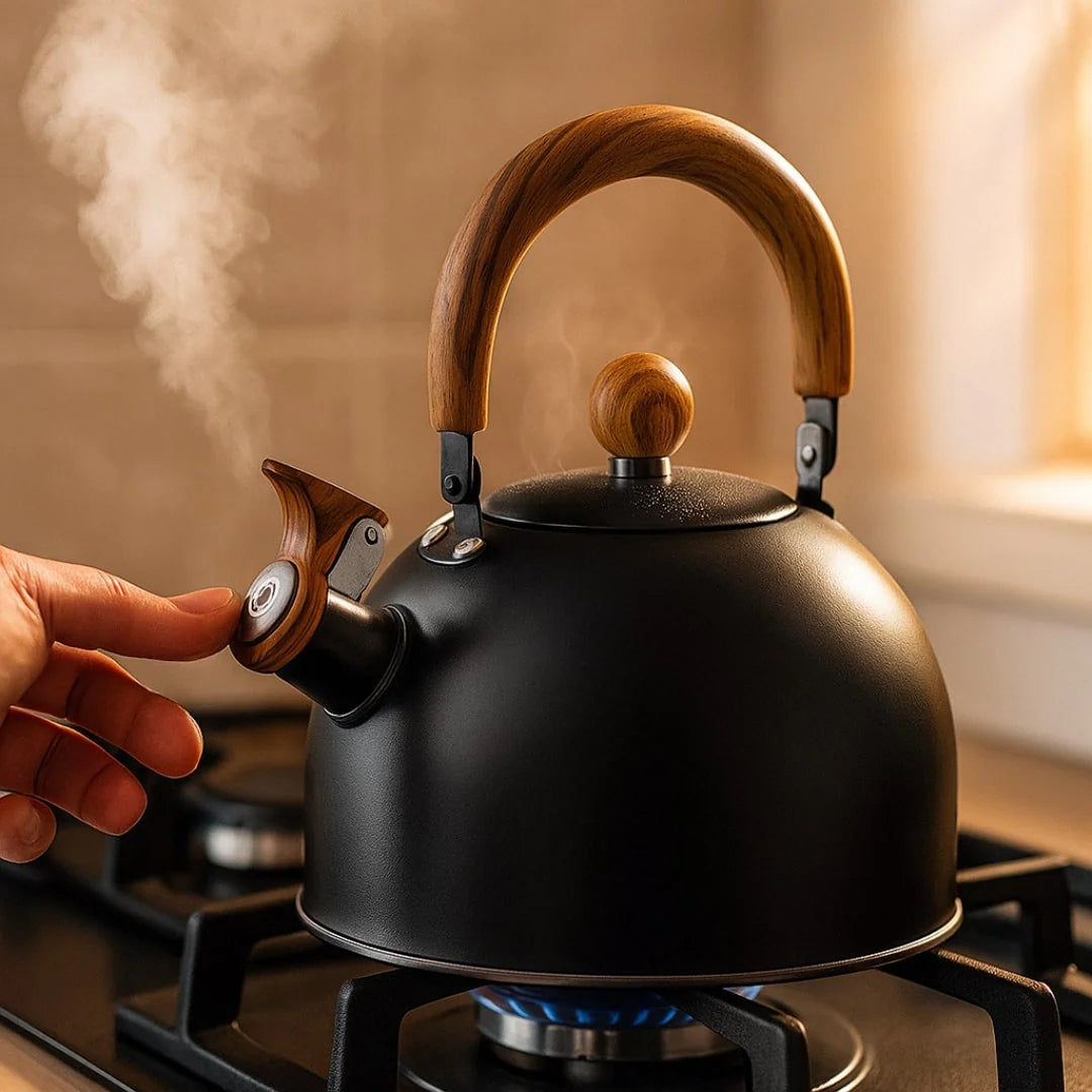 Whistling Kettle Stainless Steel 3.17 Qt Foldable Handle Induction Compatible