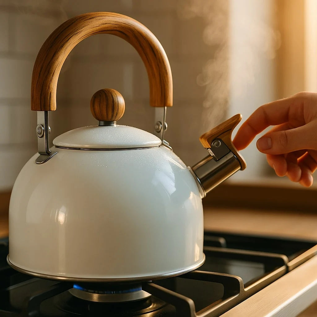 Whistling Kettle Stainless Steel 3.17 Qt Foldable Handle Induction Compatible