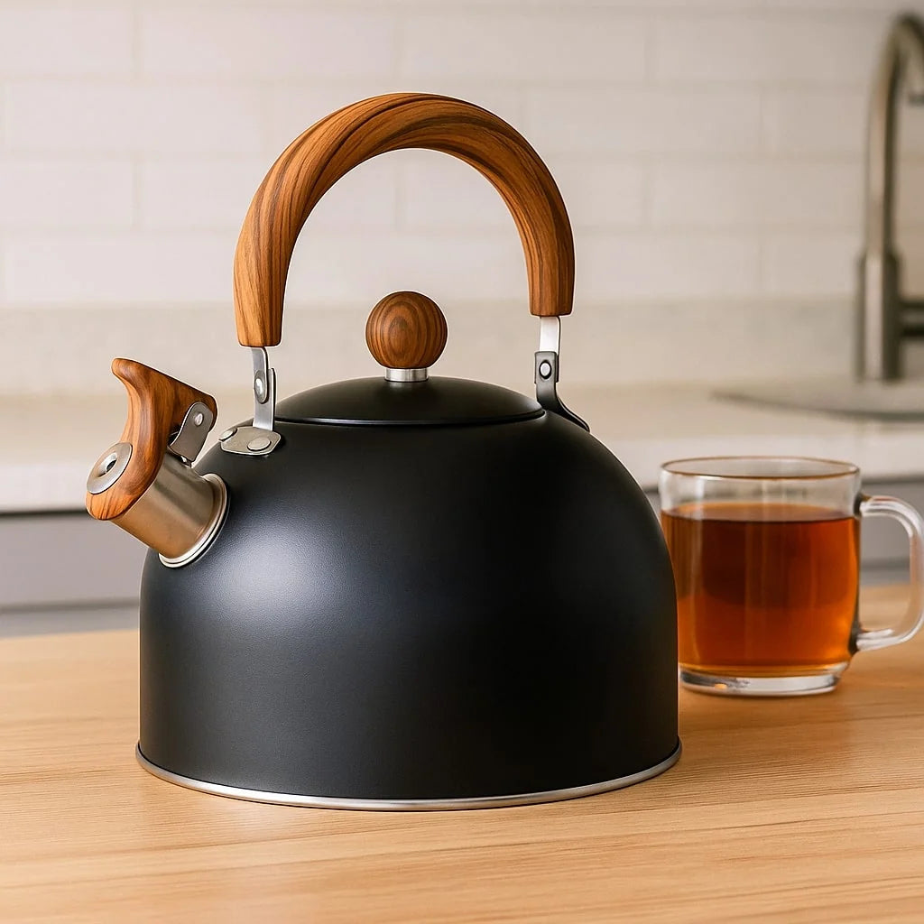Whistling Kettle Stainless Steel 3.17 Qt Foldable Handle Induction Compatible