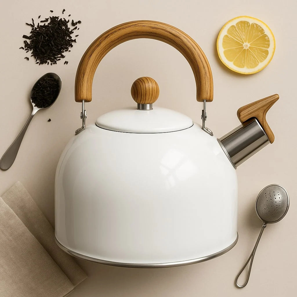 Whistling Kettle Stainless Steel 3.17 Qt Foldable Handle Induction Compatible