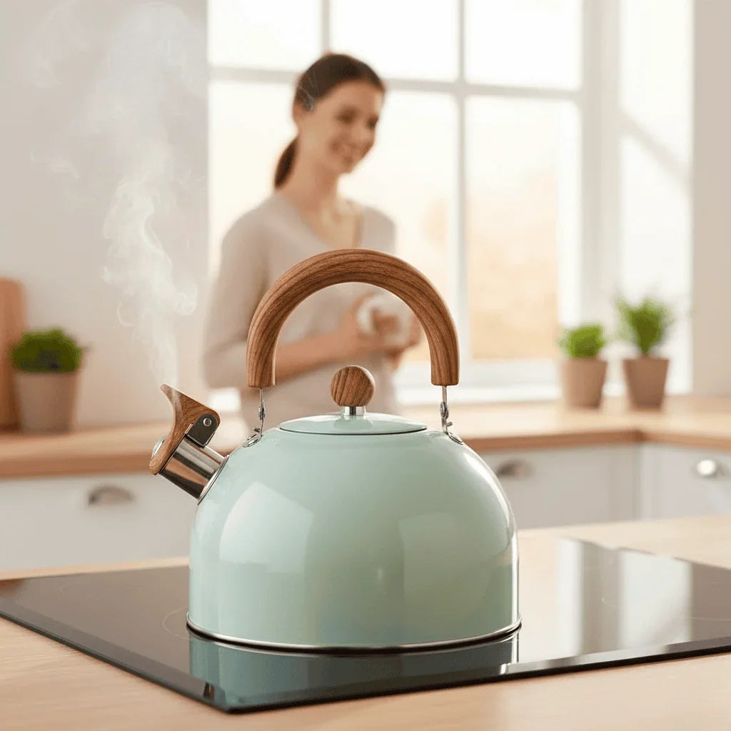 Whistling Kettle Stainless Steel Heat-Resistant Handle 2.6 Qt