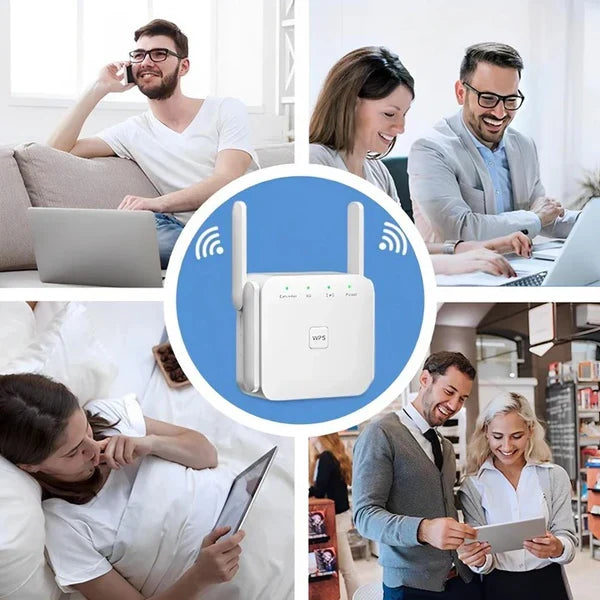 WiFi Range Extender Dual High-Gain Antennas Plug-And-Play Setup